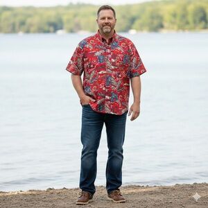 SOLD*****Duluth Trading Co Red and Blue Men's Casual Shirt